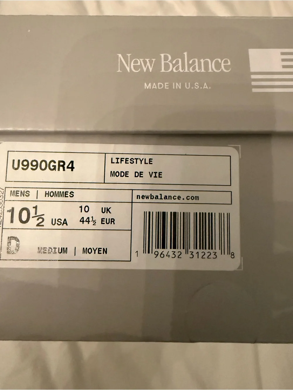 NWT New Balance Men’s Sneakers 990v4 Light Gray - Size 10.5 D New in Box